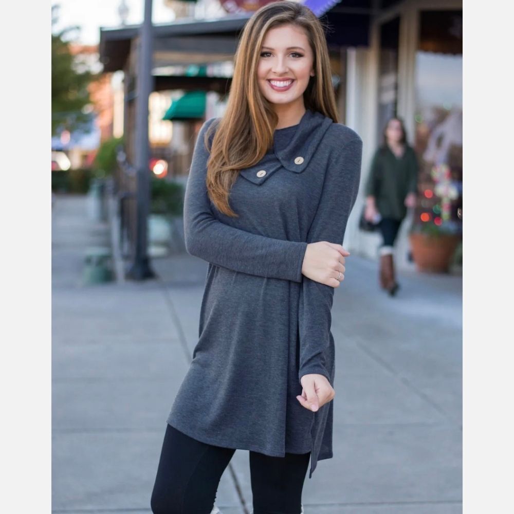 Fashion Women Long Sleeve Cotton Blend Loose Casual Tops Tee Mini Dress US FAST